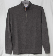 Lands' End Men's Bedford Ribbed 1/4 Zip Mock Neck Pullover Sweater SZ S D. GREY