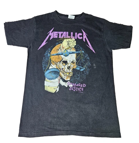 Metallica T Shirt Size Large Black Damaged Justice T 1980s vintage concert t-shirt, vintage, size L, single stitch, B+ condition