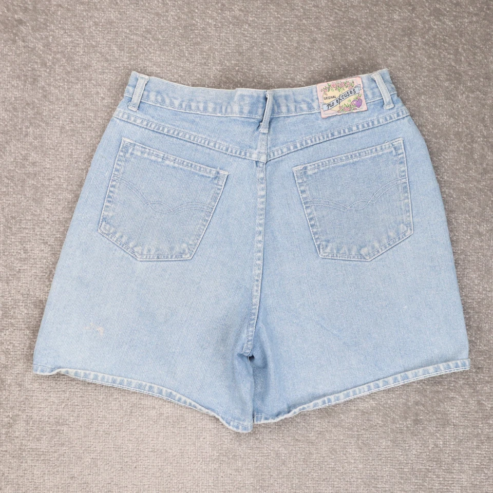VTG Womens Y2K No Excuses Floral Embroidered 30x5 Light Wash Blue Denim Shorts - Image 2 of 4