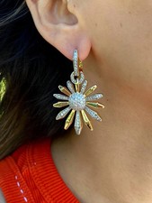 2 Ct Round Simulated Diamond Women Elegant Dangle Earring 14k Yellow Gold Plated