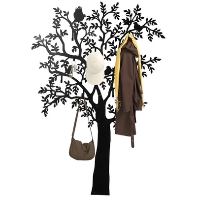 Garderobenhaken Wandgarderobe in Baum-Form mit 8 Haken Wanddeko Schwarz - Bild 1 von 4