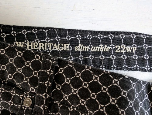 Jeans elasticizzato nuovo con etichetta taglia 22WP TALBOTS donna Heritage slim alla caviglia nero stampa - Foto 5 di 12