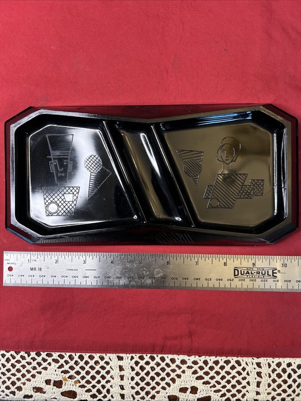 Art Deco Black Glass Dresser Vanity Tray Northern Furniture Co Promo Pre 1946 MF