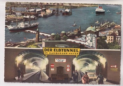 Postcard - (D) - Hamburg - The Elbe Tunnel in the Port of Hamburg - 16.6.1961 - Excellent Condition