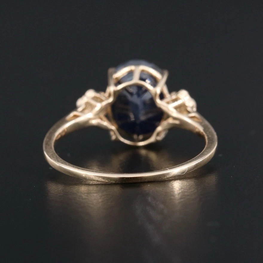 Anillo de zafiro azul y blanco 14K Foto 4 de 4