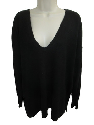 Halogen 100% Cashmere Black V-Neck Sweater Plus Size 3X