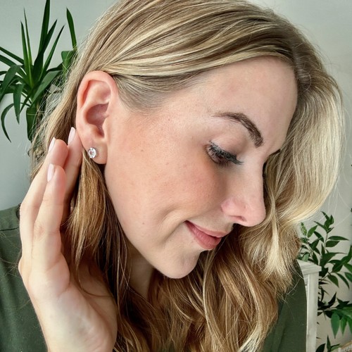 Zara 18K Yellow Gold Plated Stud Earrings with Crystals Gift for Women - Imagen 6 de 11