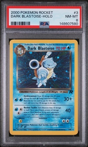 2000 Pokemon Team Rocket Dark Blastoise Holo Rare 3/82 PSA 8