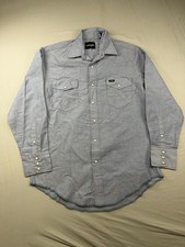 Wrangler Shirt 16X34 Large Men's Chambray Pearl Snap Western Cowboy Work