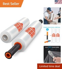 Industrial Strength 15" x 1000' Stretch Film with Handles - 60 Gauge, 2 Pack
