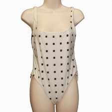 Stone Fox Swim x Free People Sana One-Piece Swimsuit L Creme Square Dot NEW