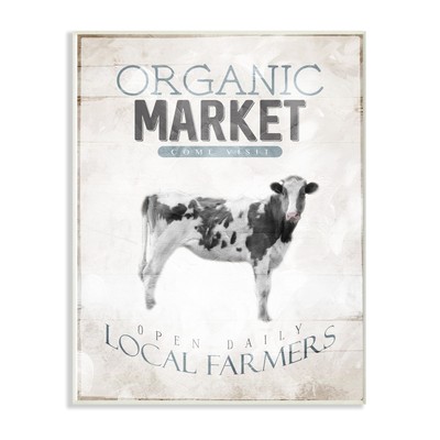 Stupell Blue Grey and White Market Local Farmers Cow, Wall
