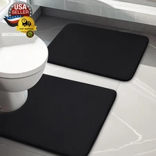 Bathroom Rug Sets 2 Piece, Memory Foam Bath Mat, Non Slip Super Absorbent Soft B
