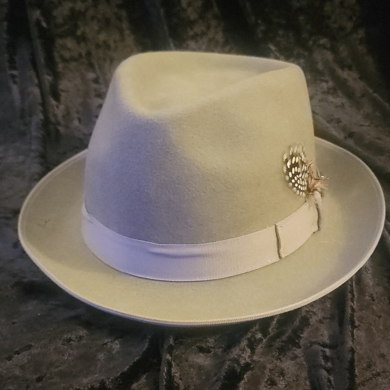 Stacy Adams Men's Fedora Hat Beige Size M Solid Pattern Classic Dress Style