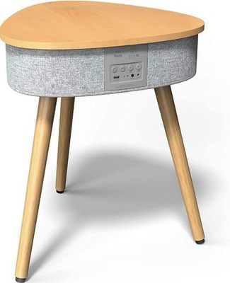 i-box Portable Smart Side Table Bluetooth Speaker With Wireless USB Charging Oak