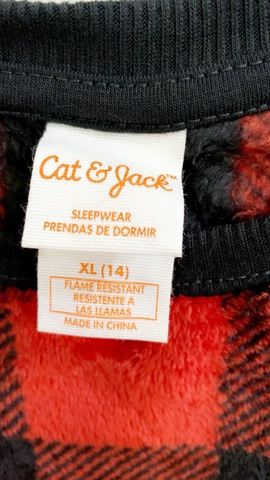 Acogedor conjunto de pijama de 2 piezas a cuadros de invierno Cat & Jack de terciopelo para niños/niñas Foto 4 de 4