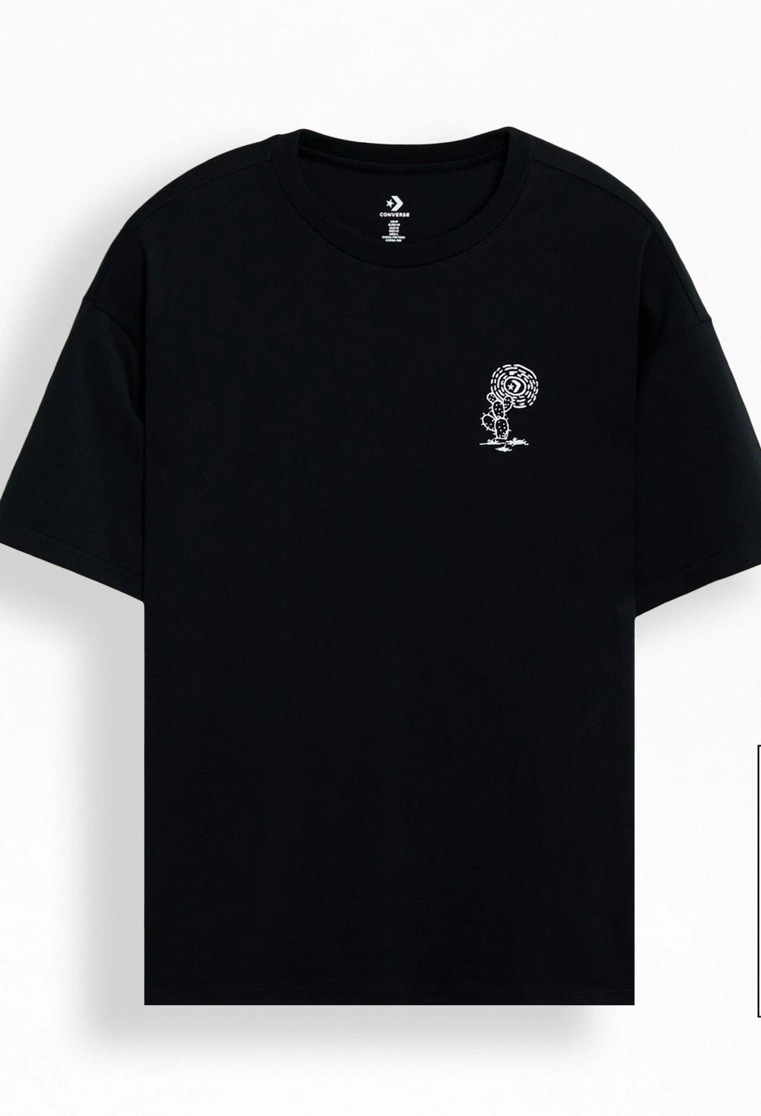 Converse Graphic T-Shirt Black Size XL – 100% Cotton – Camping Mountain Scene
