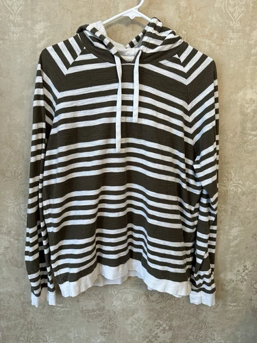 OFF WHITE felpa con cappuccio banana republic casual verde e panna righe large