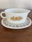 ✨Vintage PYREX by Corning Butterfly Gold Gravy Boat  with Under Plate EC ✨