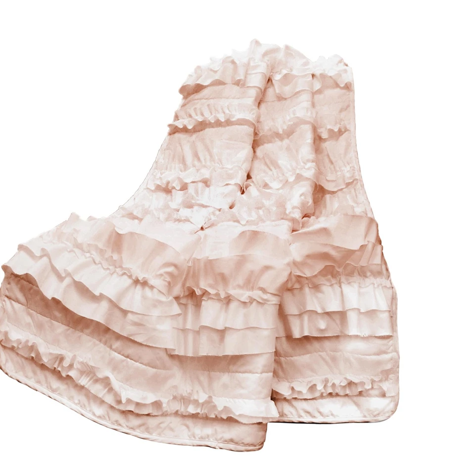 Manta Belle Throw, 50" W x 60" L, Rubor Rosa - Mantas Coqueta para... Foto 4 de 4