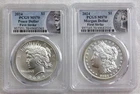 2-Coin Set 2024 Morgan & Peace Silver Dollar  First Strike PCGS MS70
