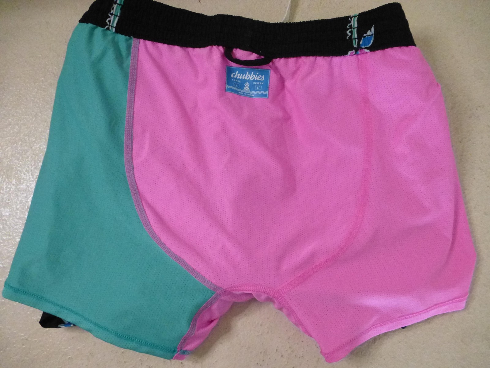 Chubbies Shorts Men Large Black Palms Swim Trunks Havana Nights Lined Zip Pocket