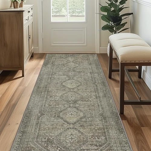  2x8 Non Slip Hallway Runner Rug, Machine Washable, Thin & Low Pile  - Image 3 of 4