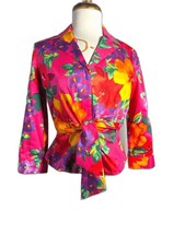 Jones New York Blazer Size SP VTG 90's Bright Floral Structured Boyfriend Blazer
