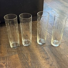 4 Vintage Noritake Sasaki Bamboo Etched Tom Collins Glass Mid Century Japan