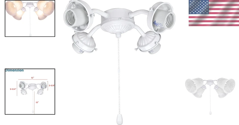 Modern White Ceiling Fan Fitter Kit with Easy Remote Control - LED Compatible - Image 2 of 4