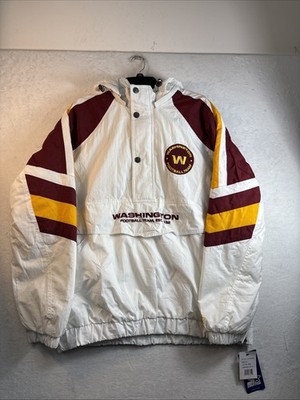 Men WASHINGTON COMMANDERS Starter 1/2 Zip Hooded Raglan Jacket White Size XL