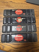 Vintage Prang Watercolors 8.5" 8 Paints Metal Box Sets w/ some paint made USA