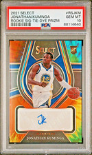 Jonathan Kuminga 2021 Panini Select Tie Dye Auto Prizm /25 Rookie PSA 10