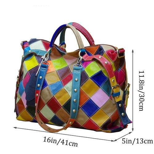 Echtleder Damen Freizeit Designer Bunt Handtasche Schultertasche Beuteltasche Bag - Bild 2 von 11