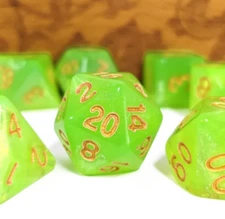 🍋‍🟩⚡Neon Lime Dice Set Poly RPG DnD Dungeons Dragons AD&D Pathfinder d20 B