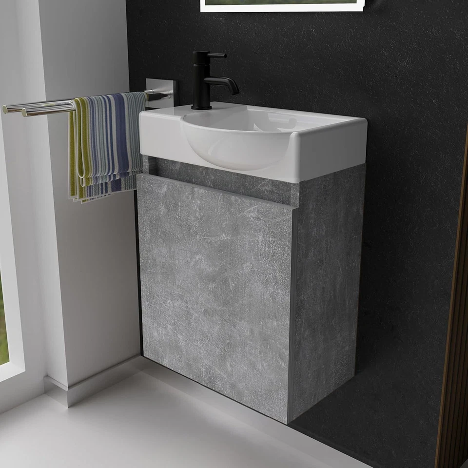 Gäste WC Waschbecken mit Unterschrank Kleines Badmöbel 45 cm Breit Waschtisch - Bild 4 von 4