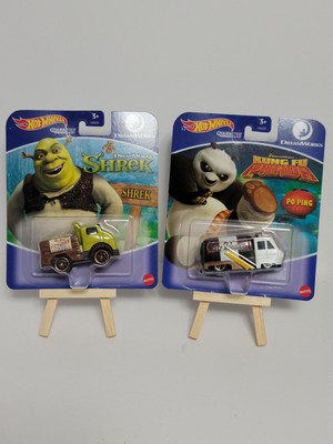 Lot Of 2 - 2023 Hot Wheels Character Cars Dream Works Shrek & Kung Fu Panda NEW