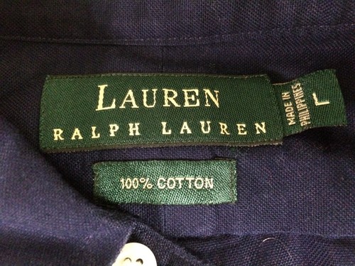Lauren~ Ralph Lauren~Mens Button Down Long Sleeve Shirt~Crest Logo~Dark Blue~ L - Picture 3 of 5