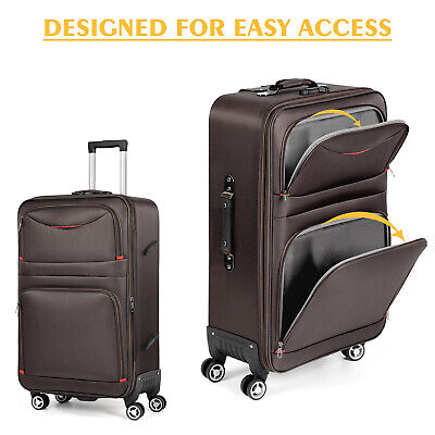 Buy Luggage 3 Piece Set Suitcase Spinner Softshell Expandable Trolley Bags Brown