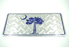 South Carolina Palmetto Moon Diamond Aluminum Metal Car License Plate Sign Tag
