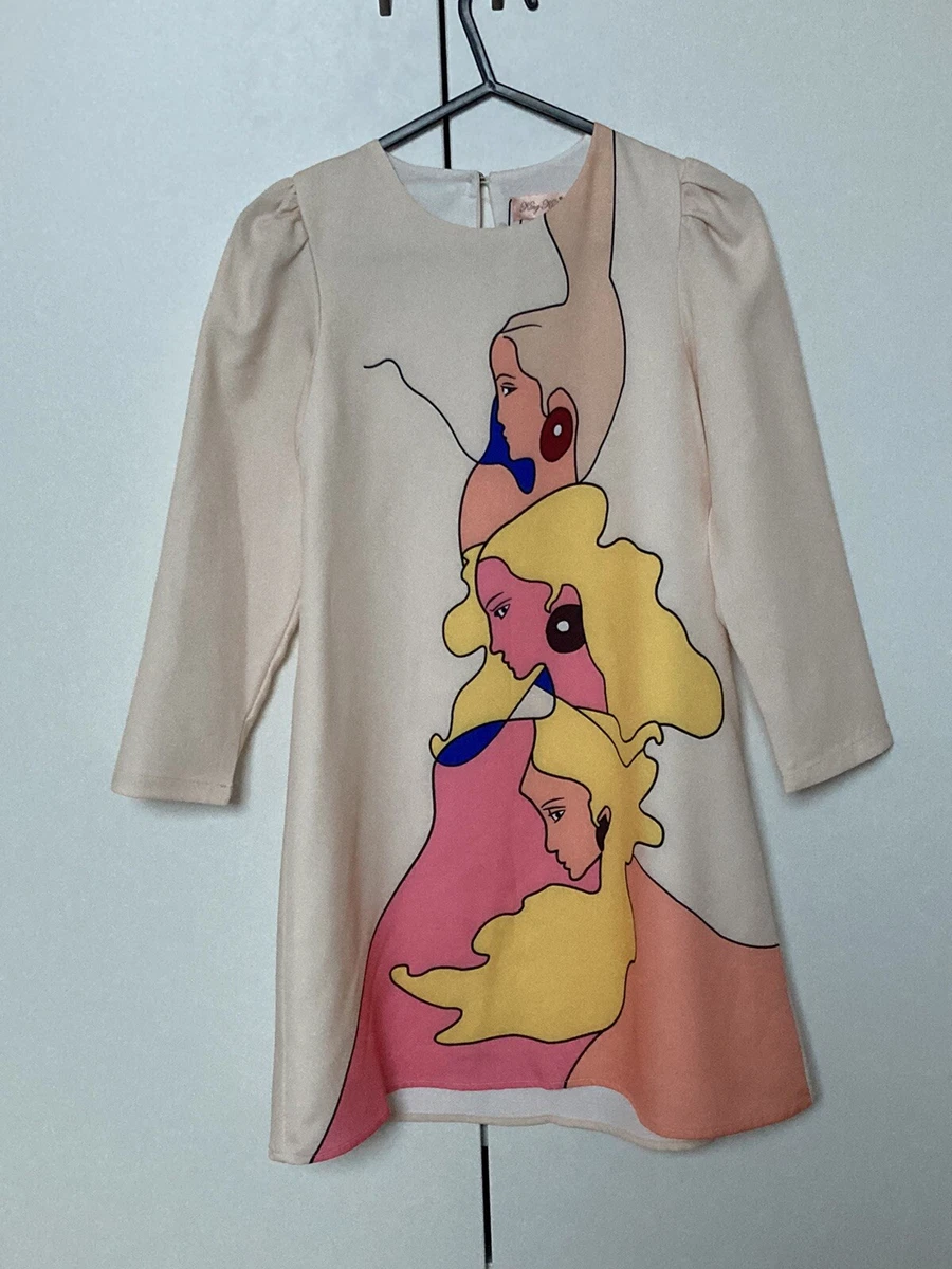 Girls Designer Cartoon Print Dress Age 9 Years 135cm New With Tags