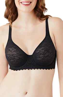 $62 Wacoal 851334 Soft Sense Convertible Underwire Bra, Black, Size 34C