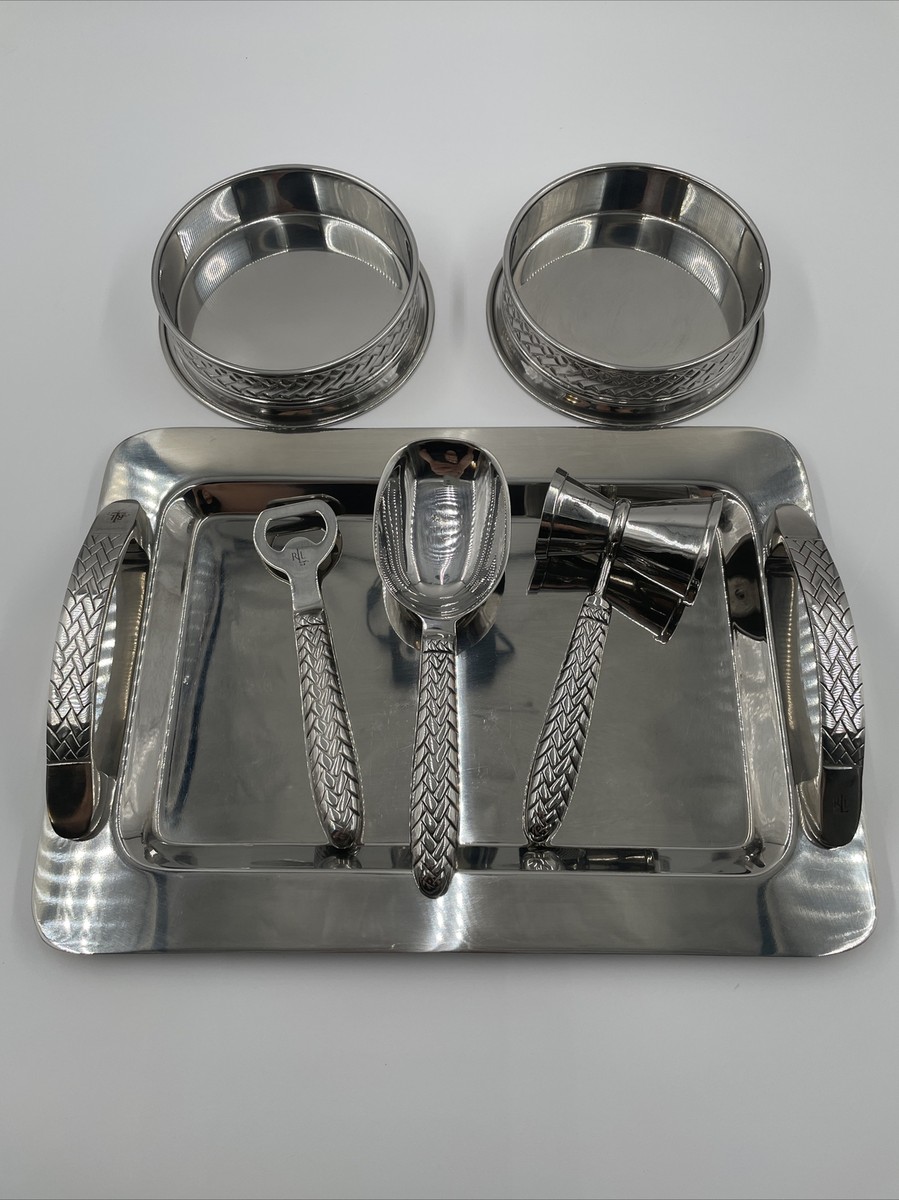 Ralph Lauren シルバープレート Ralph Lauren Equestrian Braid 6 Piece Metal Bar/Wine Set HTF | eBay