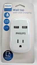 Philips WALL TAP  USB CHARGING 1-AC  2.1A Grounded Outlet 2-USB ports