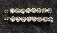 Pair Rhinestone Hair Clips Bobby Pins Bridal Wedding Prom Pageant Elegant Small