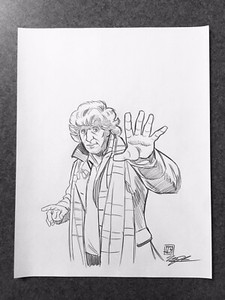 Doctor Who 4th Fourth Dr Tom Baker ORIGINAL PENCIL SKETCH by Tim Shinn