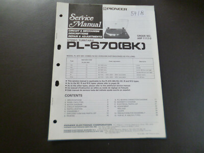 Original Service Manual Schaltplan Pioneer PL-670