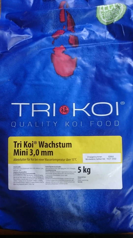 Tri Koi Wachstum Mini - Qualitäts-Koifutter aus der Schweiz - 3 mm - 5 kg