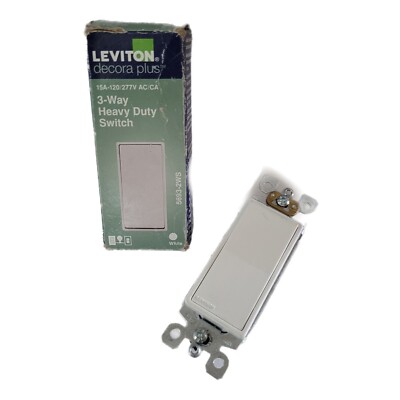 Leviton Decora Plus 5693-2WS Rocker Switch 3-Way 15 Amp White