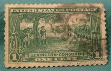1c Lexington Concord-Used Single-Scott #617-Issued 1925-Light Cancel